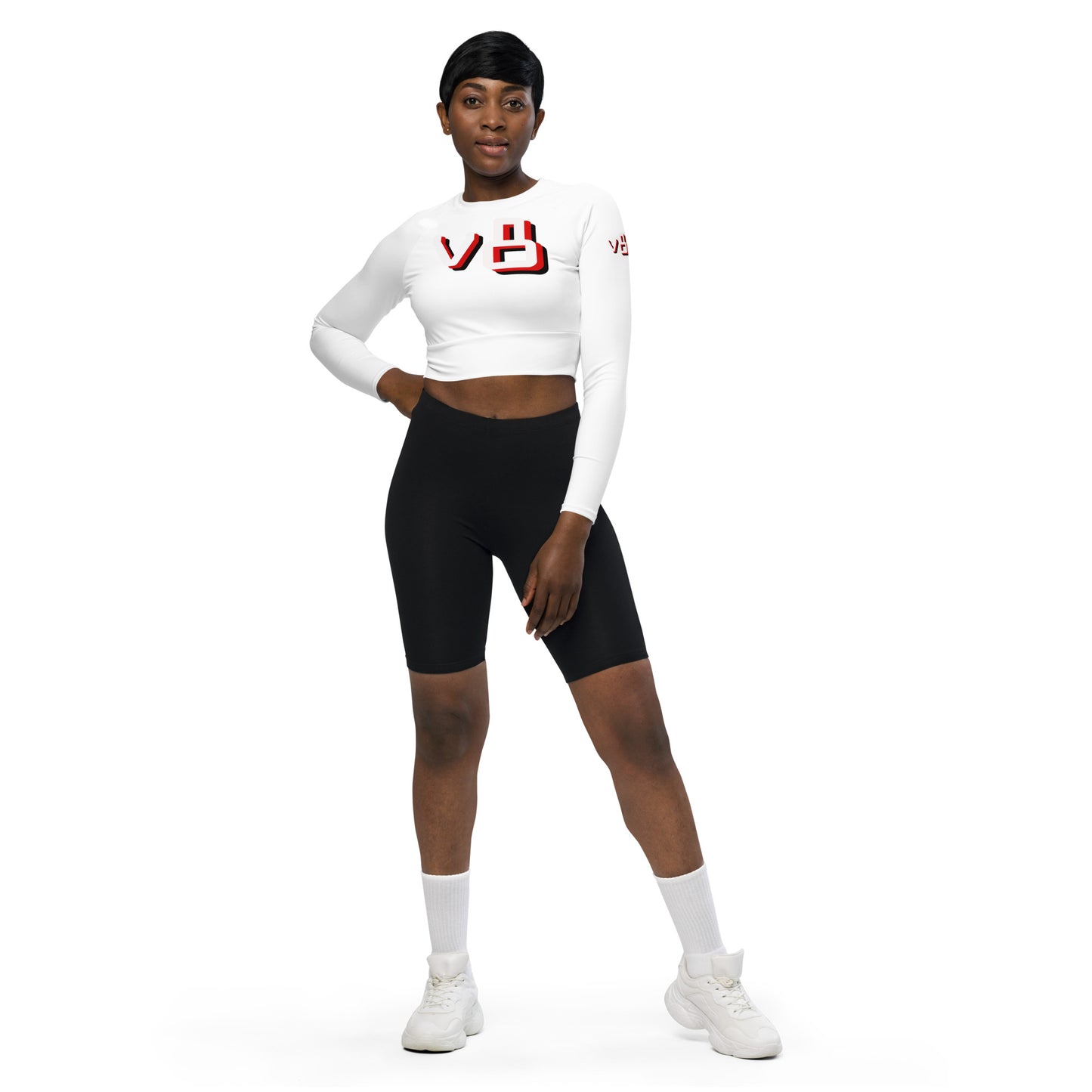 v8's Recycled long-sleeve crop top