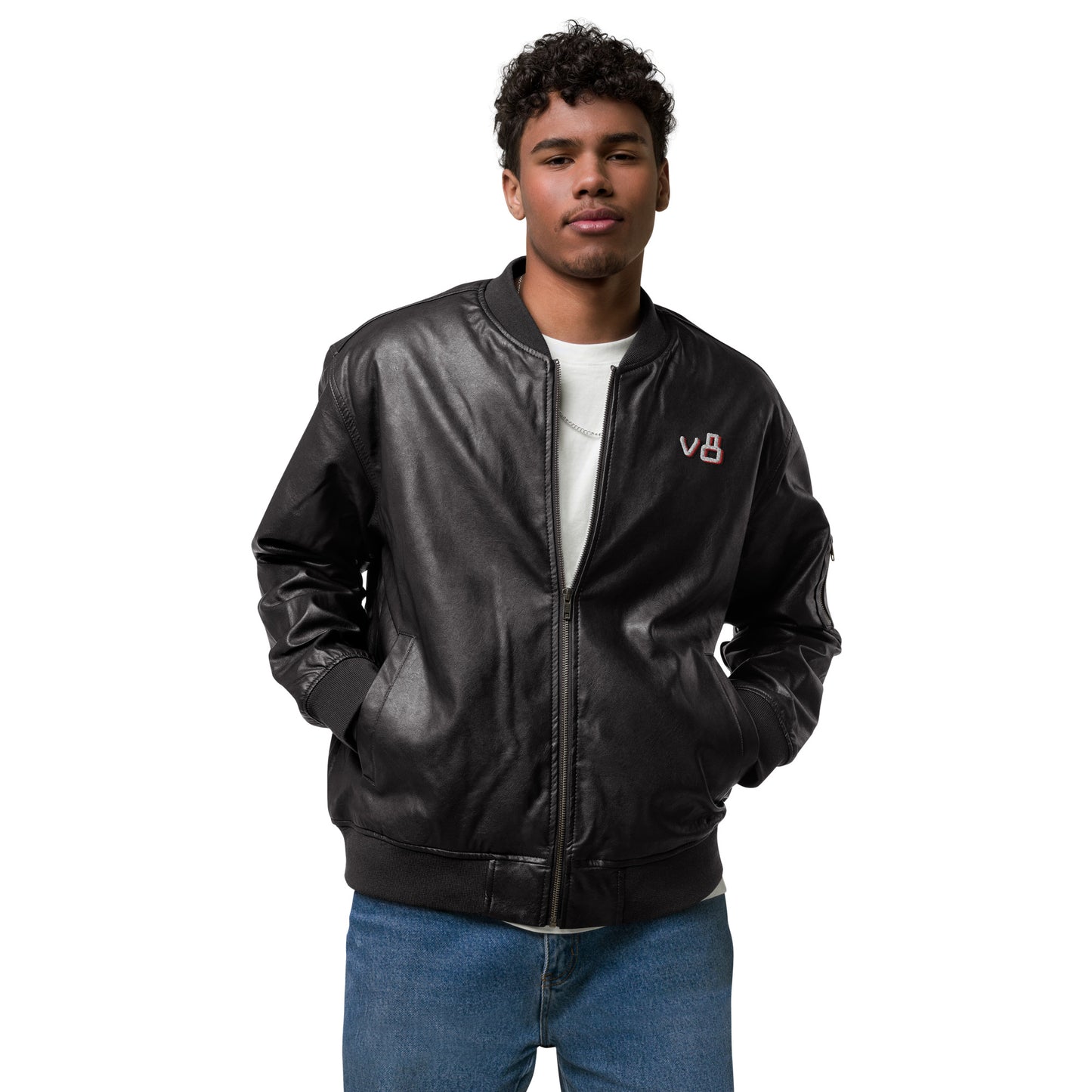 v8's Leather Bomber Jacket
