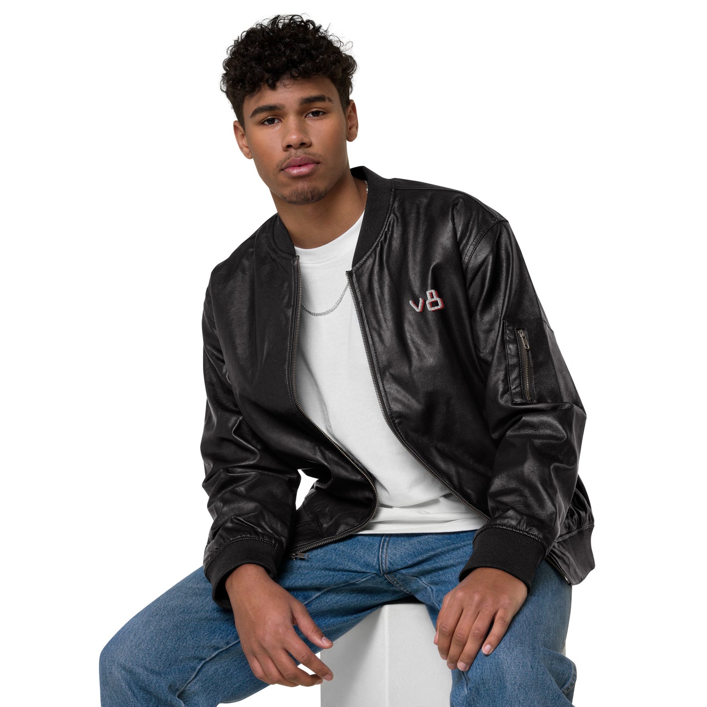 v8's Leather Bomber Jacket