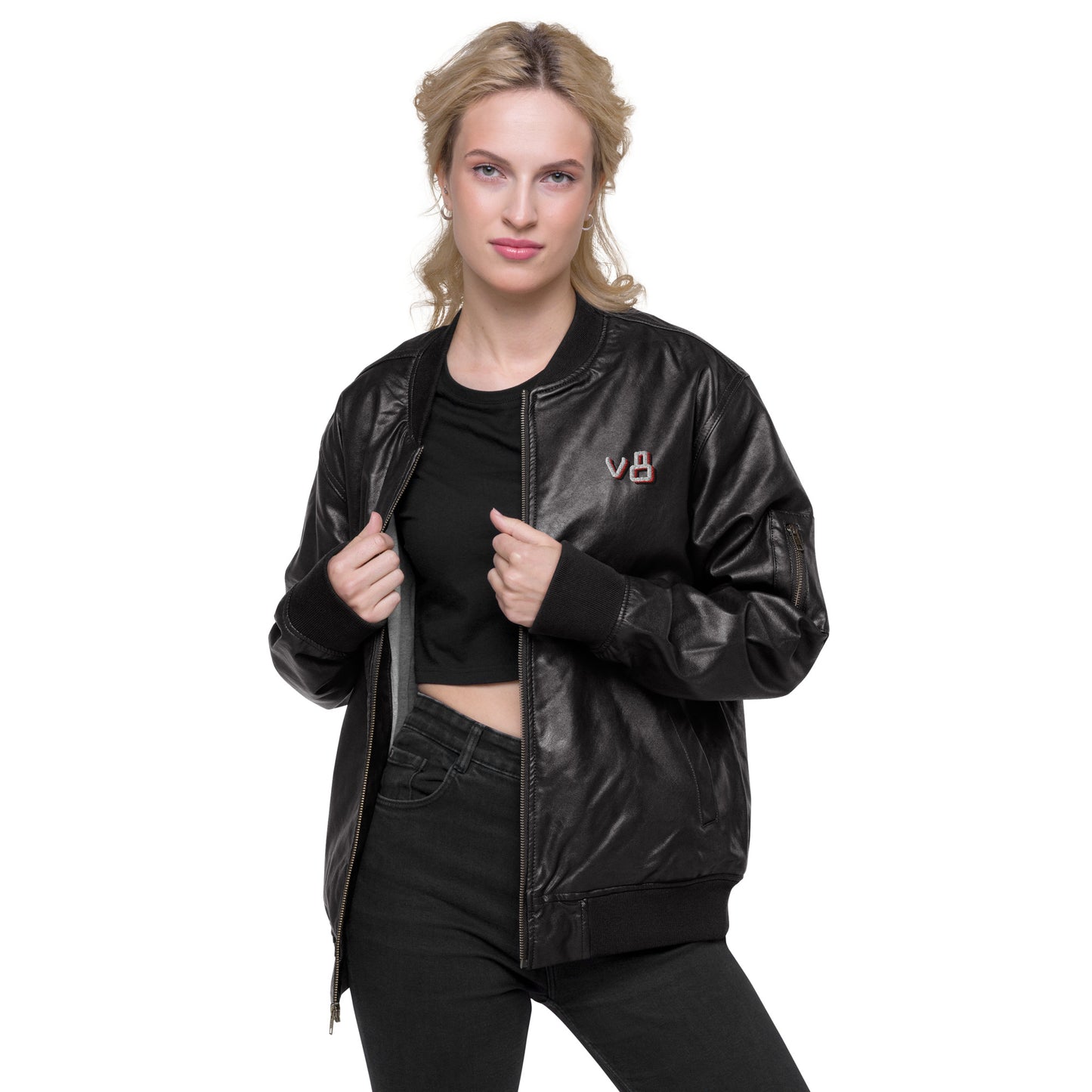 v8's Leather Bomber Jacket
