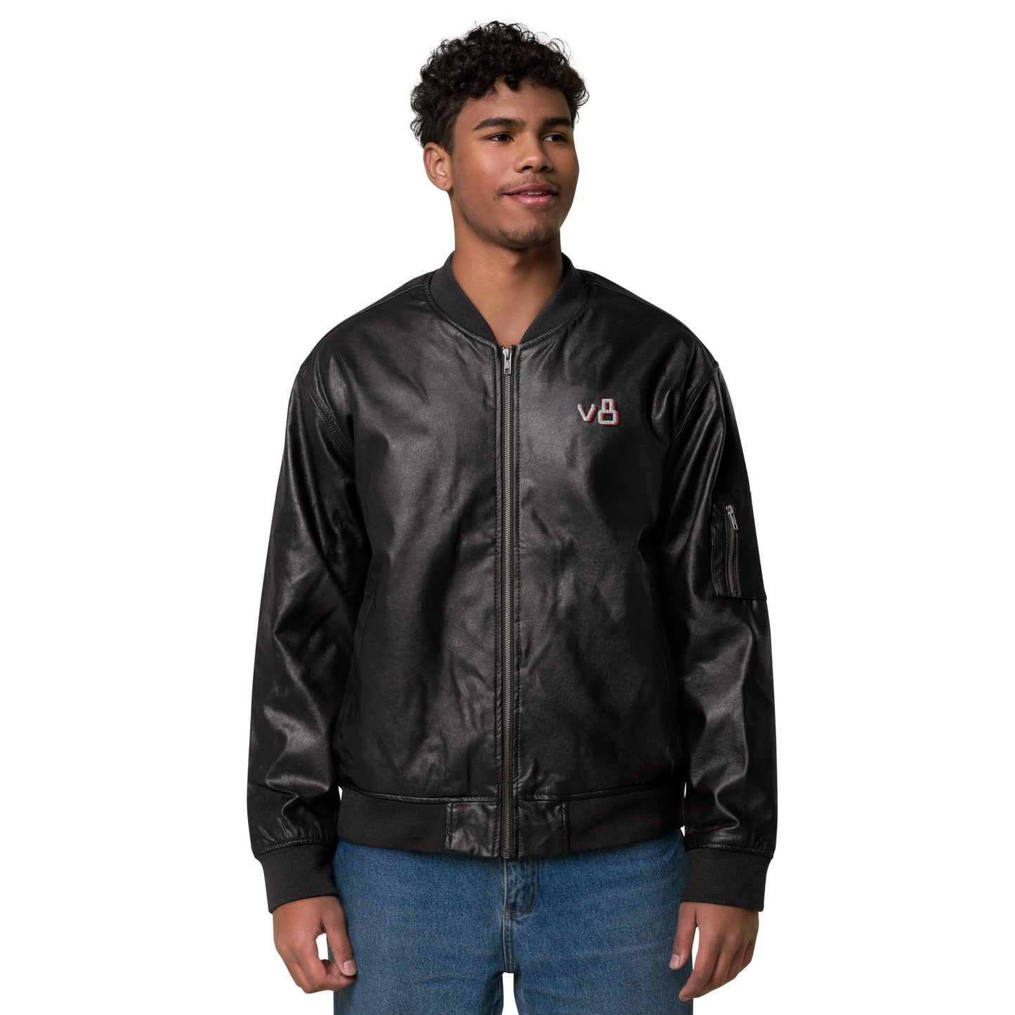 v8's Leather Bomber Jacket