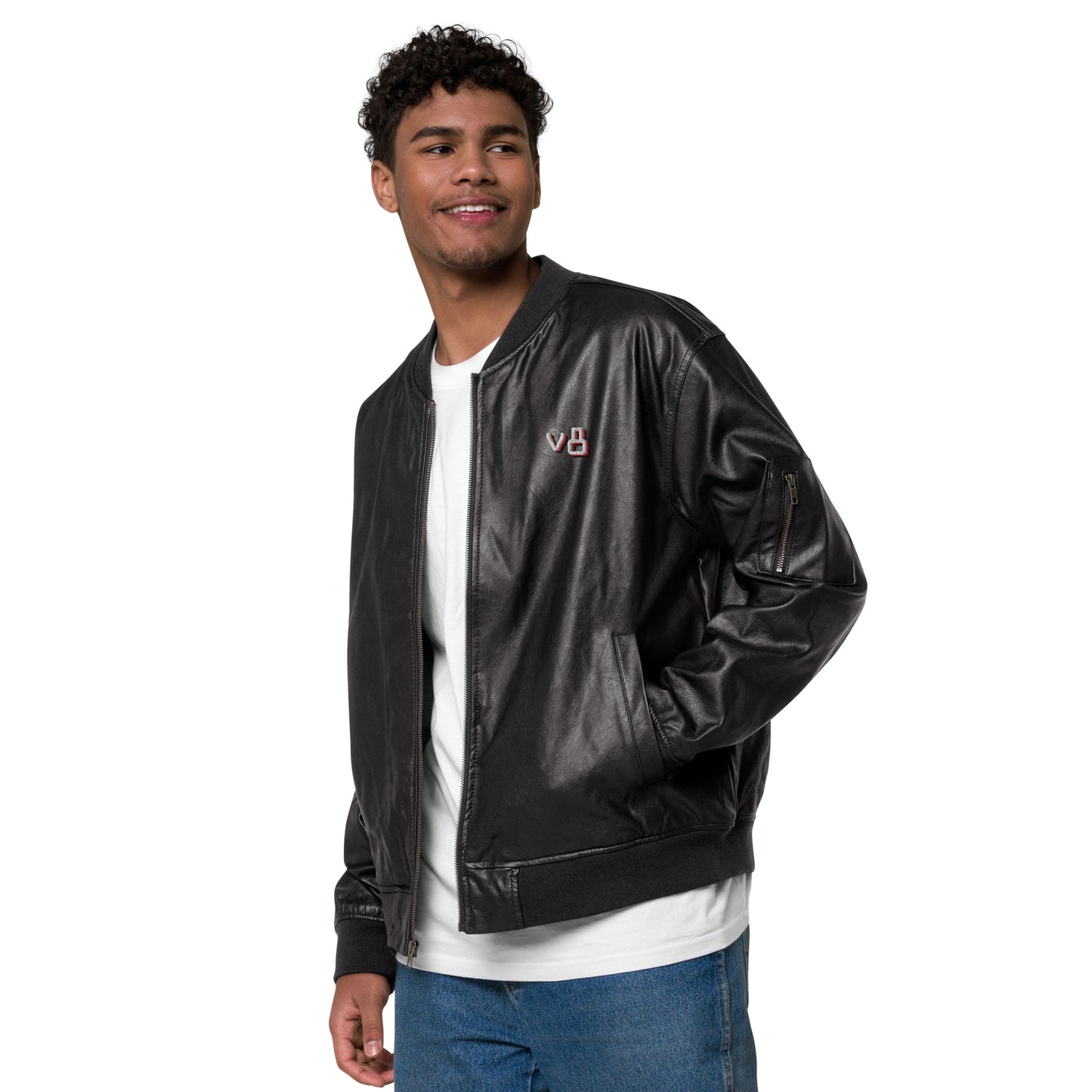 v8's Leather Bomber Jacket