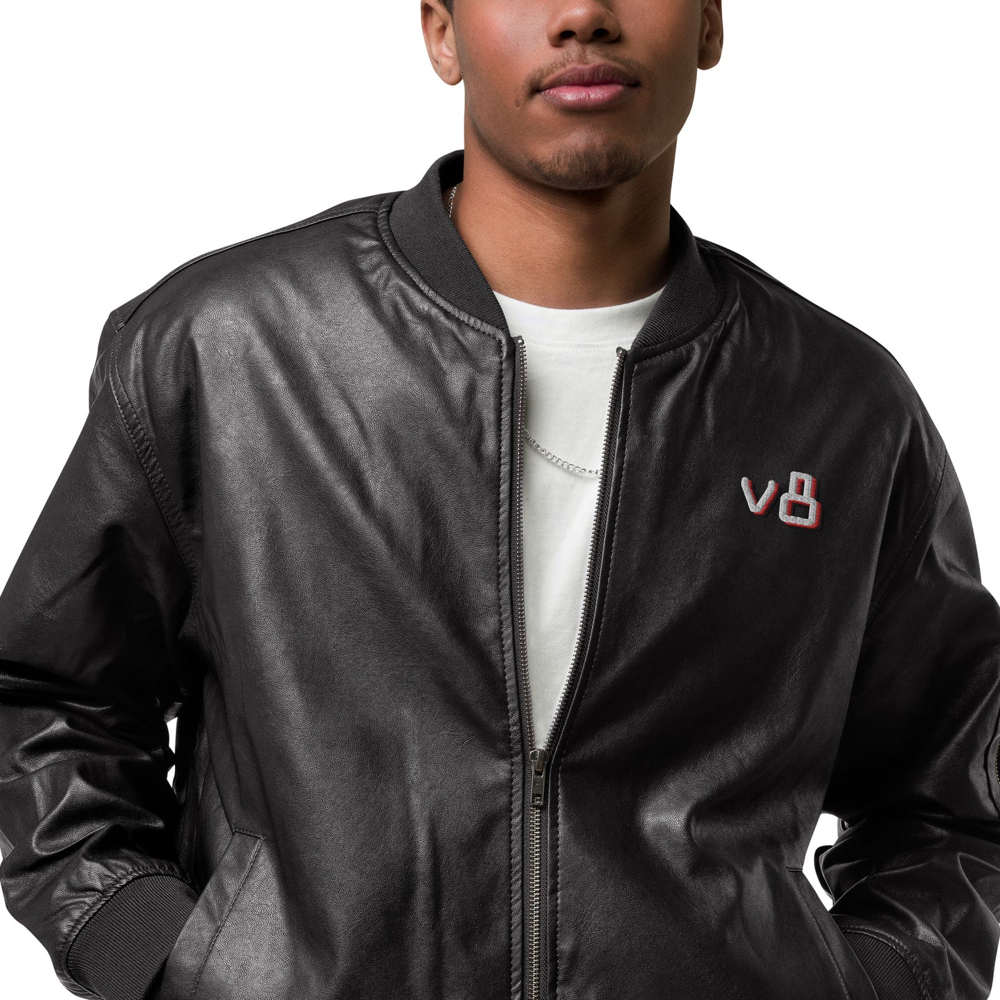 v8's Leather Bomber Jacket