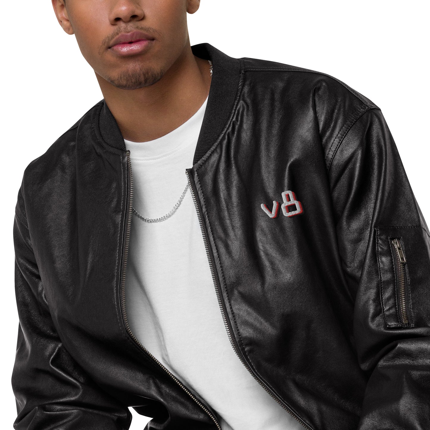 v8's Leather Bomber Jacket
