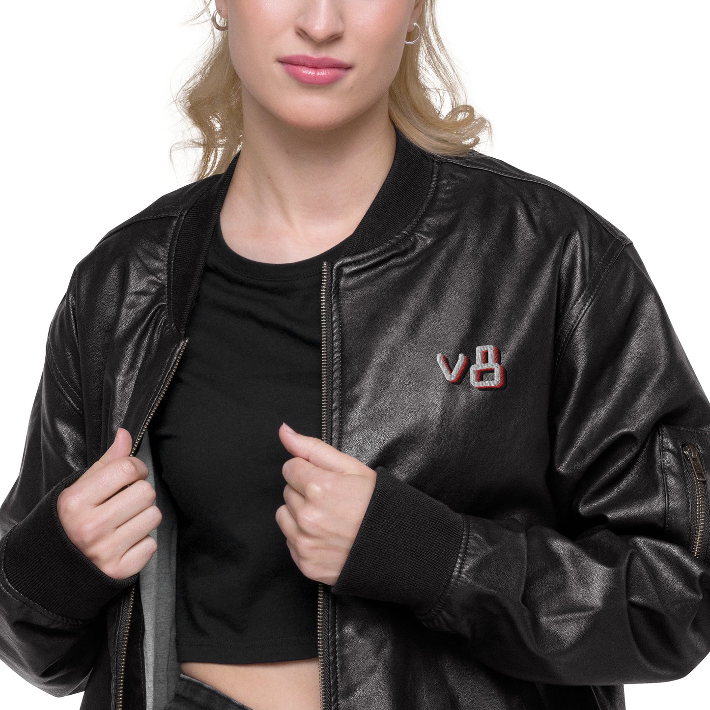v8's Leather Bomber Jacket